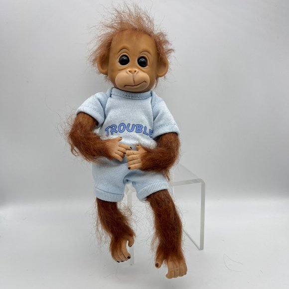 Ashton Drake Baby Monkey Orangutan Wispy Hair Soft Poseable Boy Doll TROUBLE - Picture 2 of 10